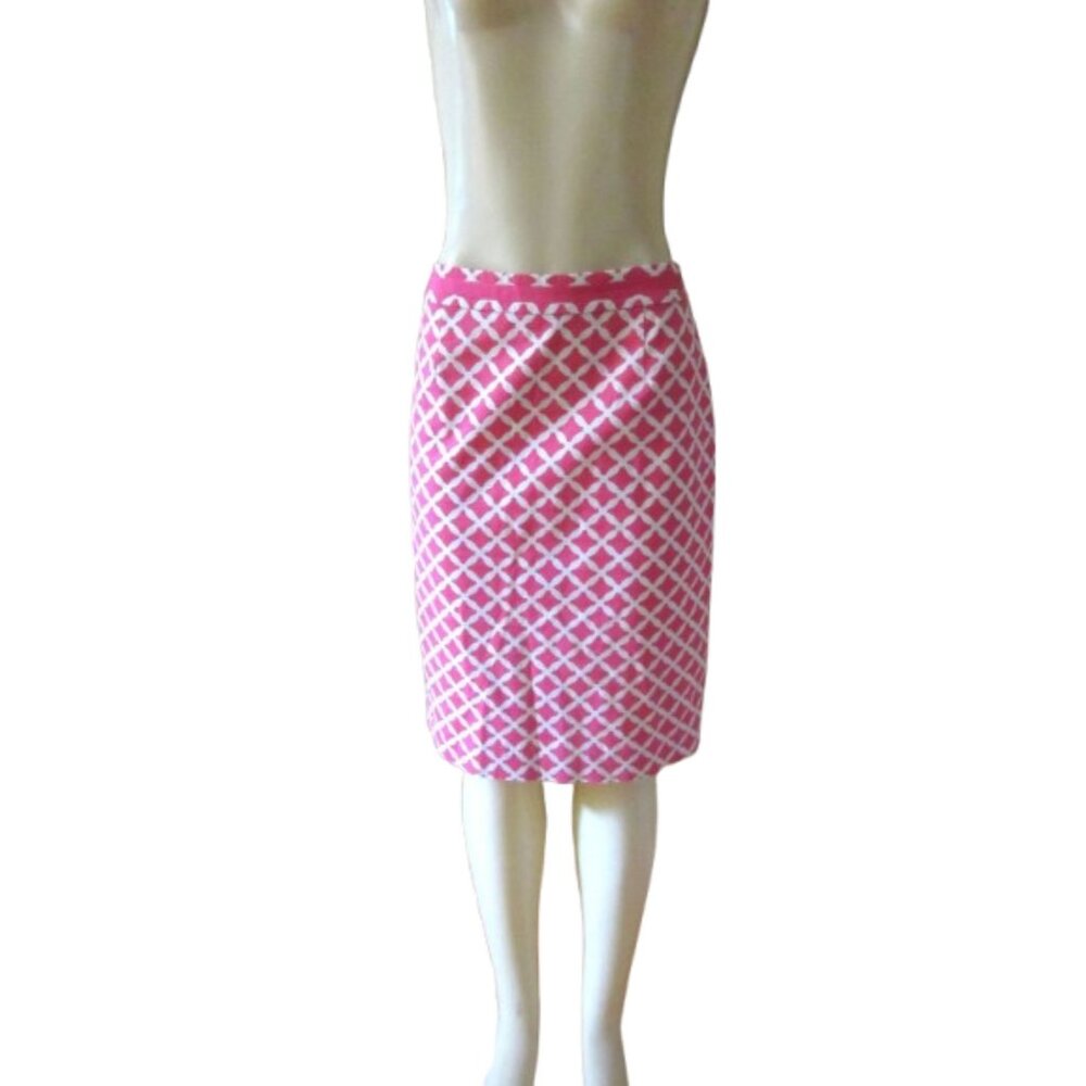 Boden Pink & White Cotton Pencil Skirt Size 10R